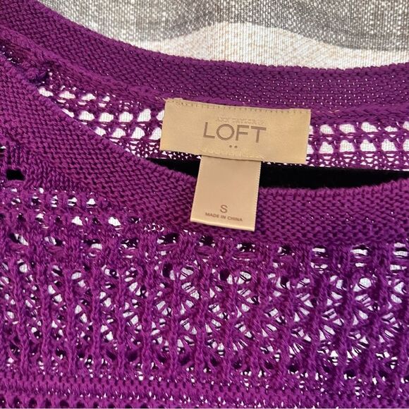 Loft Purple Open Knit Top Size Small - Picture 6 of 6